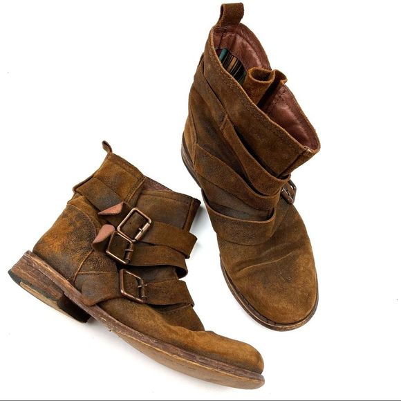 Lucky Brand Shoes - Lucky Brand brown distressed suede bohemian moto biker boots size 8